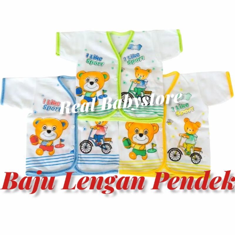 6Pcs Baju Bayi Lengan Pendek KATUN Kancing Depan