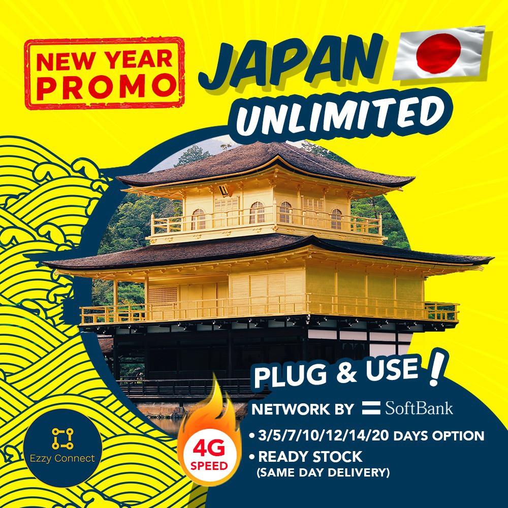 PROMO simcard Jepang 4G UNLIMITED , 5/7/10/12/14 days Option , SOFTBANK Network!