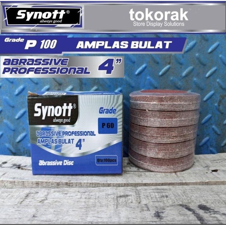 AMPLAS BULAT TEMPEL 4 INCH SYNOTT - VELCRO 60-80-100-120-150-180-220