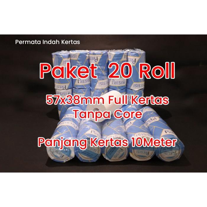 

Paper | (20 Roll) Kertas Thermal 57X38 'Presisi' / 58 Mm Coreless