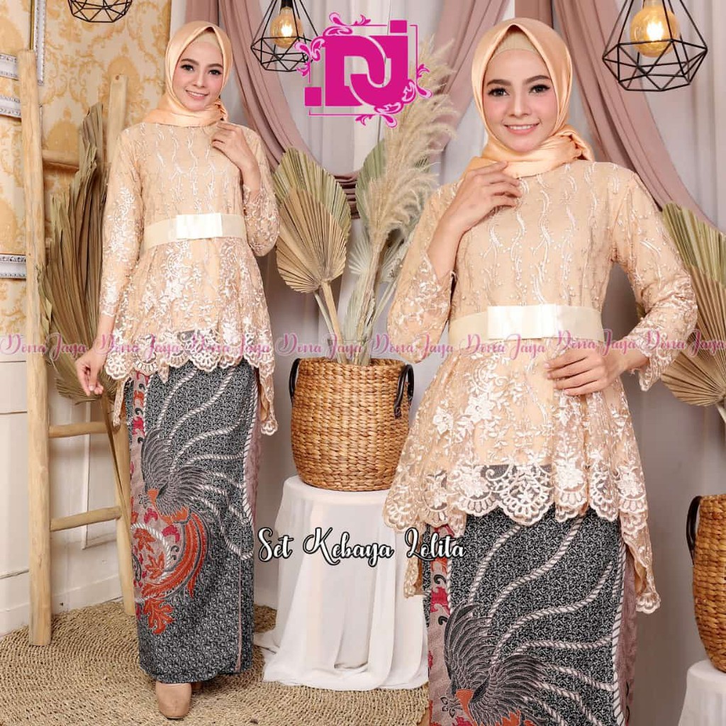 busana kebaya wanita stelan tulle lolita