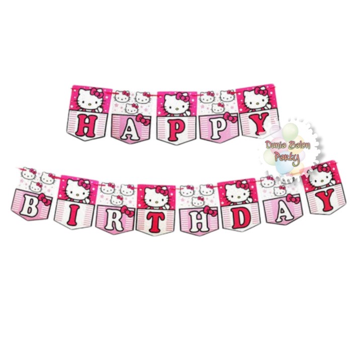 Banner Ulang Tahun / Bunting Flag Happy Birthday Hello Kitty