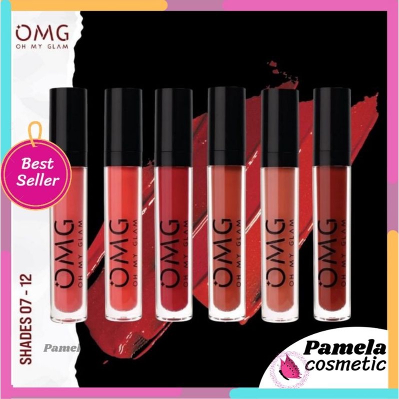 ❤ PAMELA ❤OMG Oh My Glam Matte Kiss Lip Cream 3.5g Halal (✔️BPOM)/ Lipcream Omg