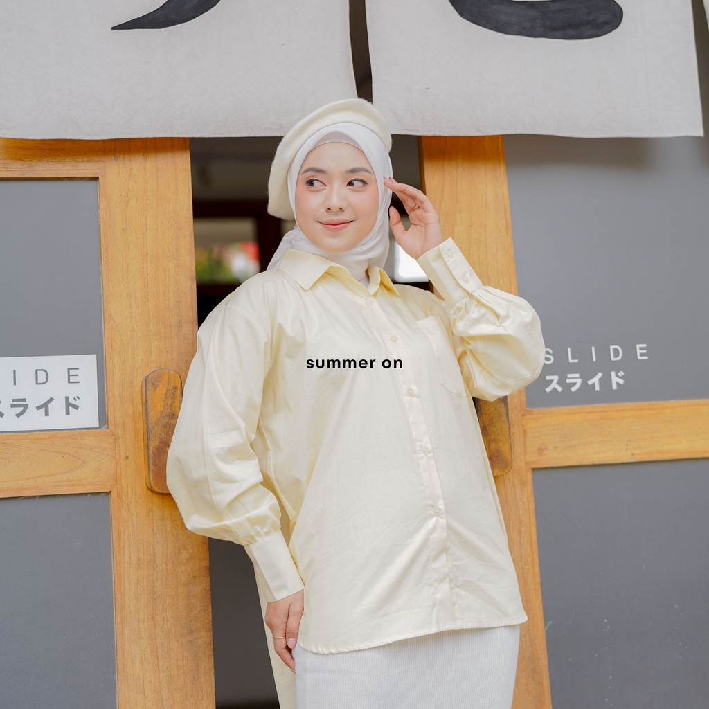 Gala Oversized Shirt I Kemeja Wanita Oversize Lengan Panjang Kuning Yellow Butter I Atasan Wanita Ka