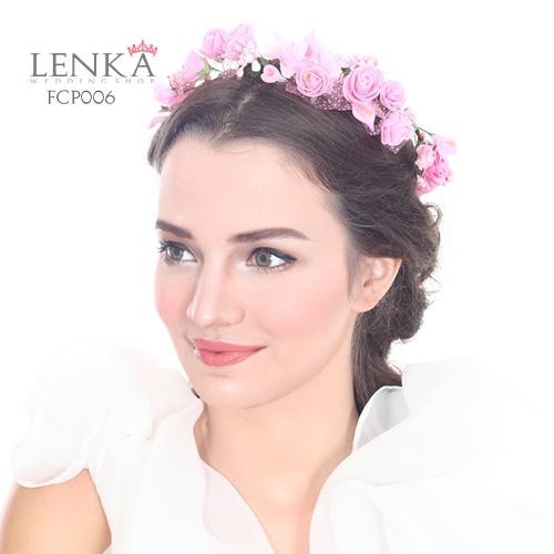 [PALING MURAH] FLOWER CROWN WEDDING BANDO PESTA BRIDAL SHOWER PINK FCP006