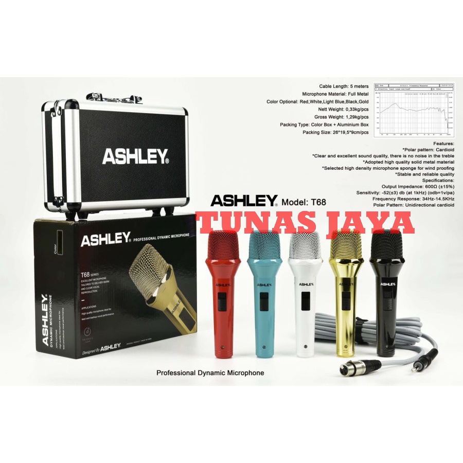 Microphone mic Kabel Ashley T68 Original Ashley T 68