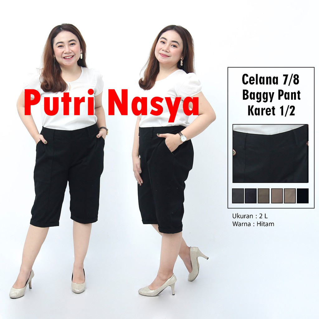 Celana 7/8 jumbo / baggy pant jumbo / celana pendek bigsize 8L-6L-5L-4L-2L-XL-S fit to L karet melar