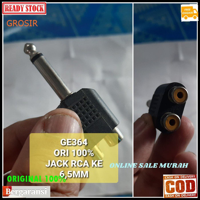 GE364 ori 100% jack rca ke 6,5mm canon mixer audio spliter konektor splitter aux mic mik conektor ac