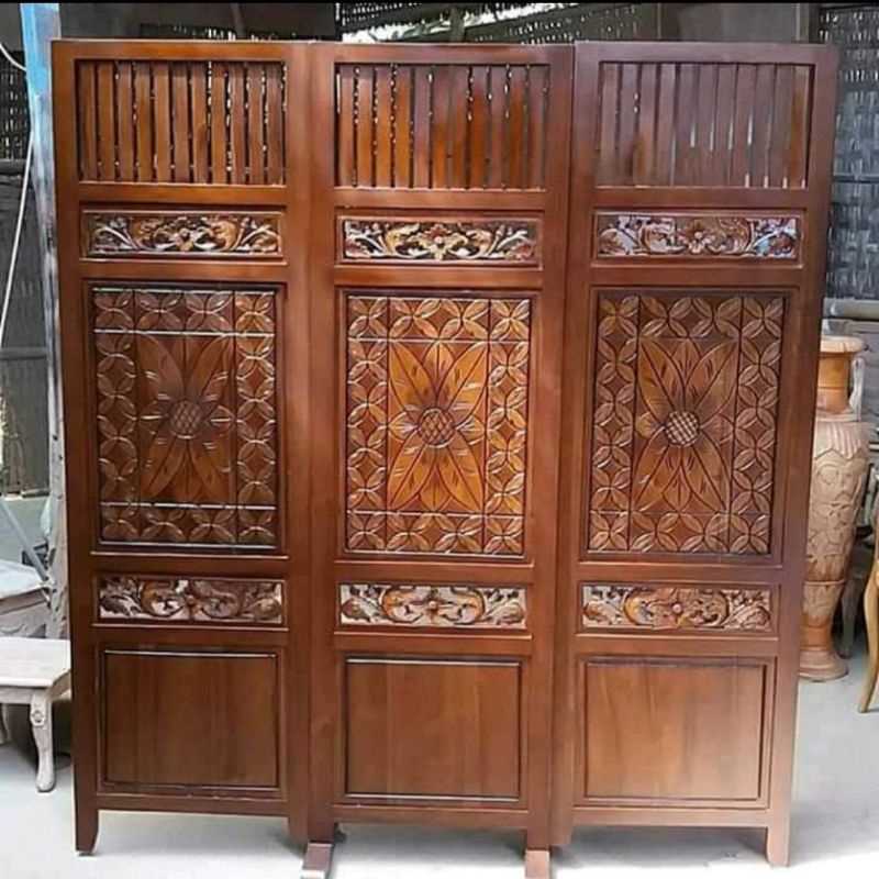 Sketsel Penyekat Minimalis Modern Ukir Jati promoo