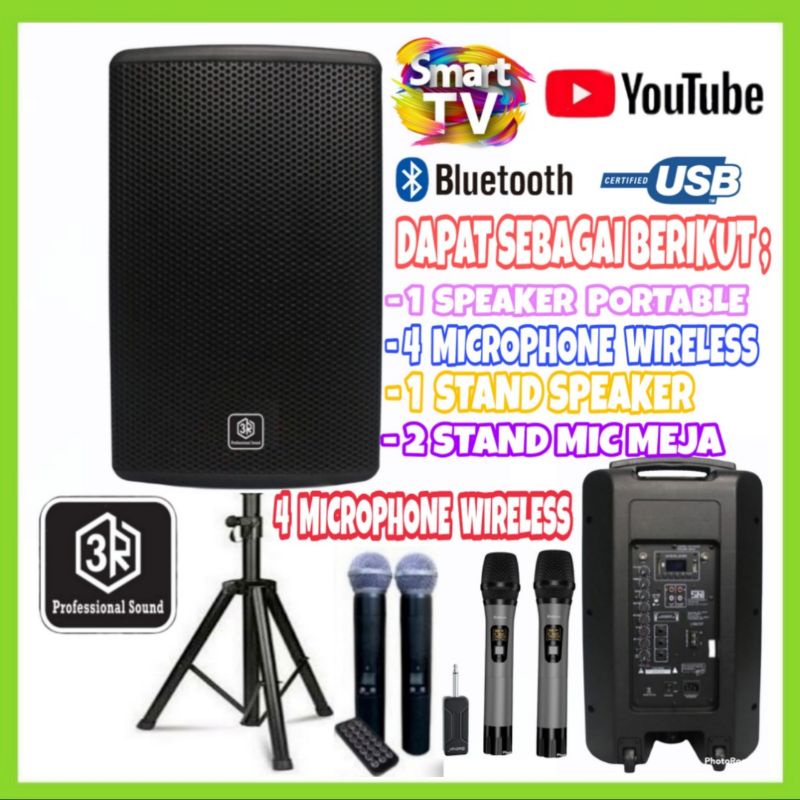 Speaker Portable 10 IN 3R Smart 4 Microphone Wireless karaoke Youtube