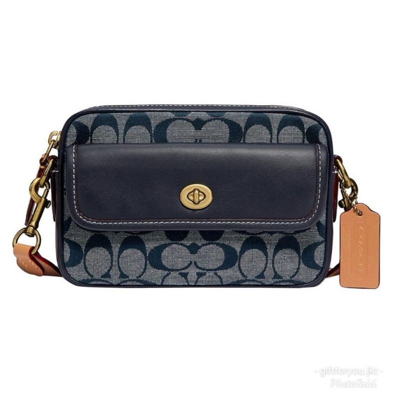 Coach Women Waist Pack In Signature Chambray Midnight Navy Tas Wanita Branded Original