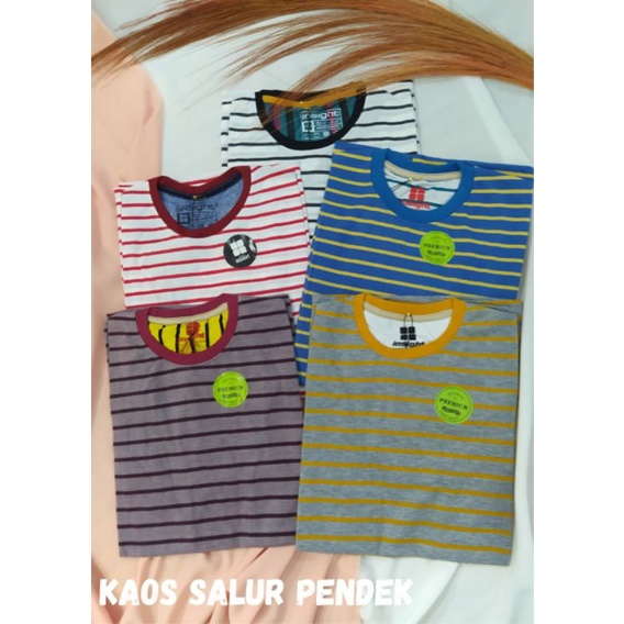 KAOS STRIPE LENGAN PENDEK/kaos salur bahan cotton 30s kaos peria