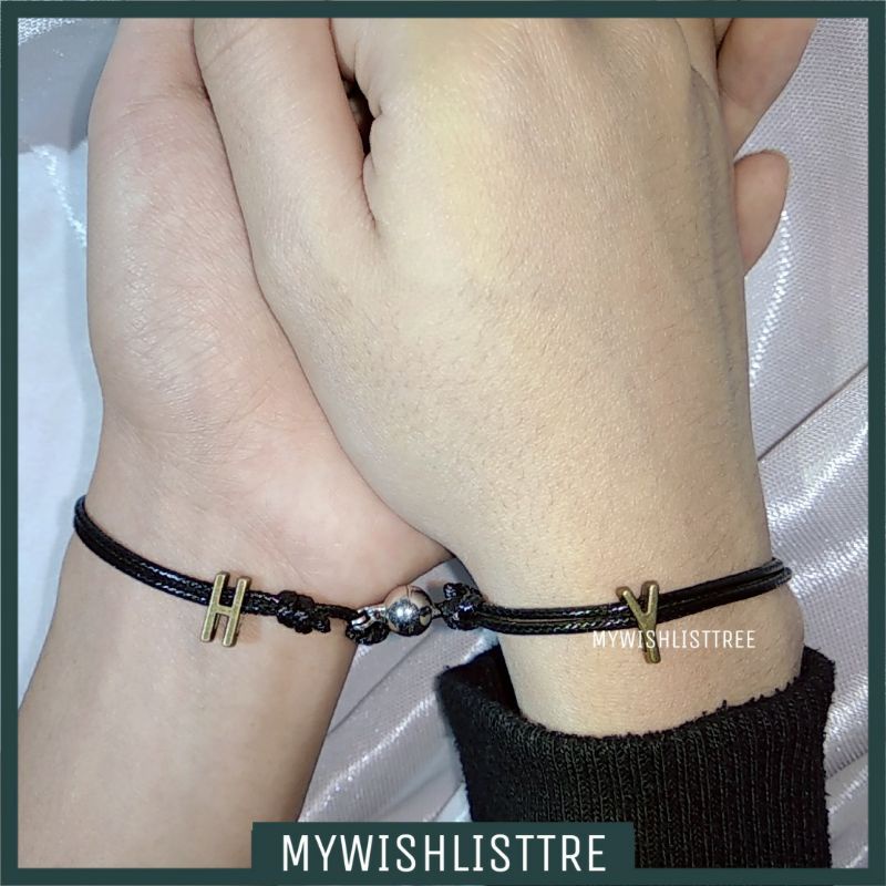 [CUSTOM INISIAL BRONZE] GELANG COUPLE MAGNET CUSTOM INISIAL BRONZE COUPLE 2PCS | GELANG MAGNET PASAN
