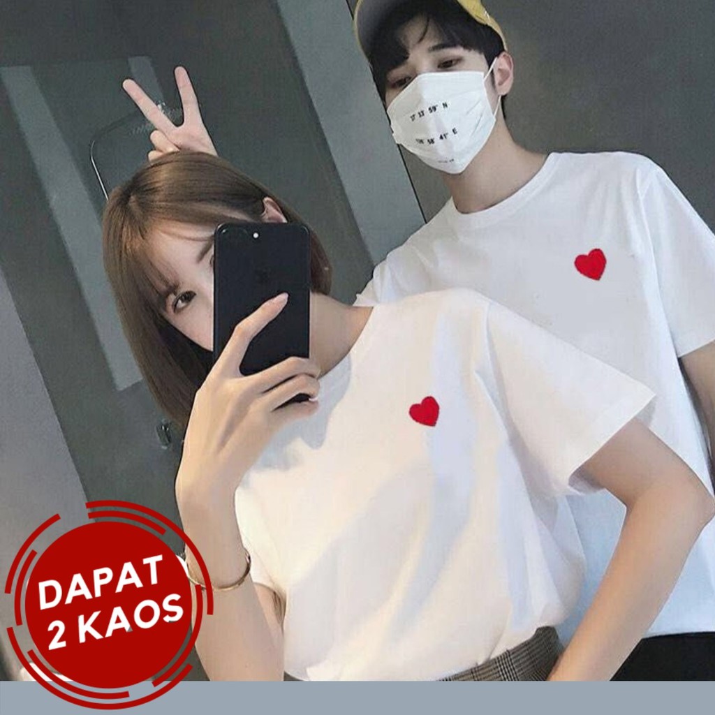 couple kaos simple baju distro lambang hati heart untuk pasangan serasi - Love Jetaime