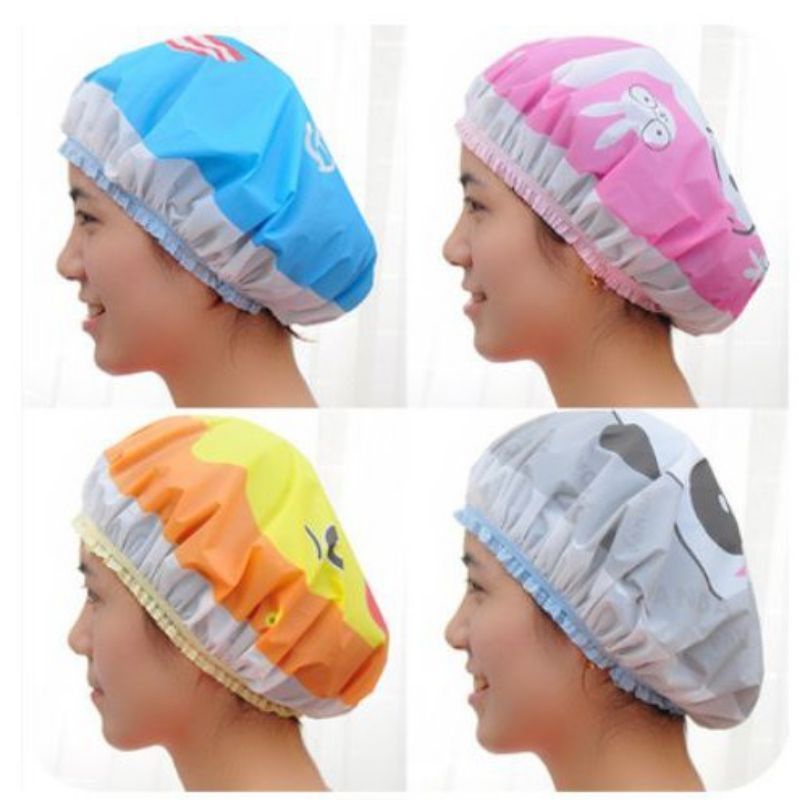 Shower Cap Karakter Kartun /Penutup Kepala Anti Air/ Topi Mandi Lucu Waterproof Pelindung Rambut Anti Basah Shower Cap