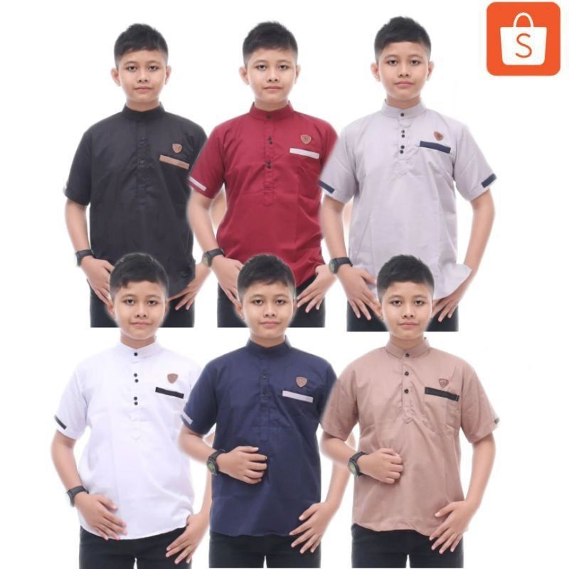 Kemeja Anak Laki-Laki Lengan Pendek Kurta Umur 5-15Tahun