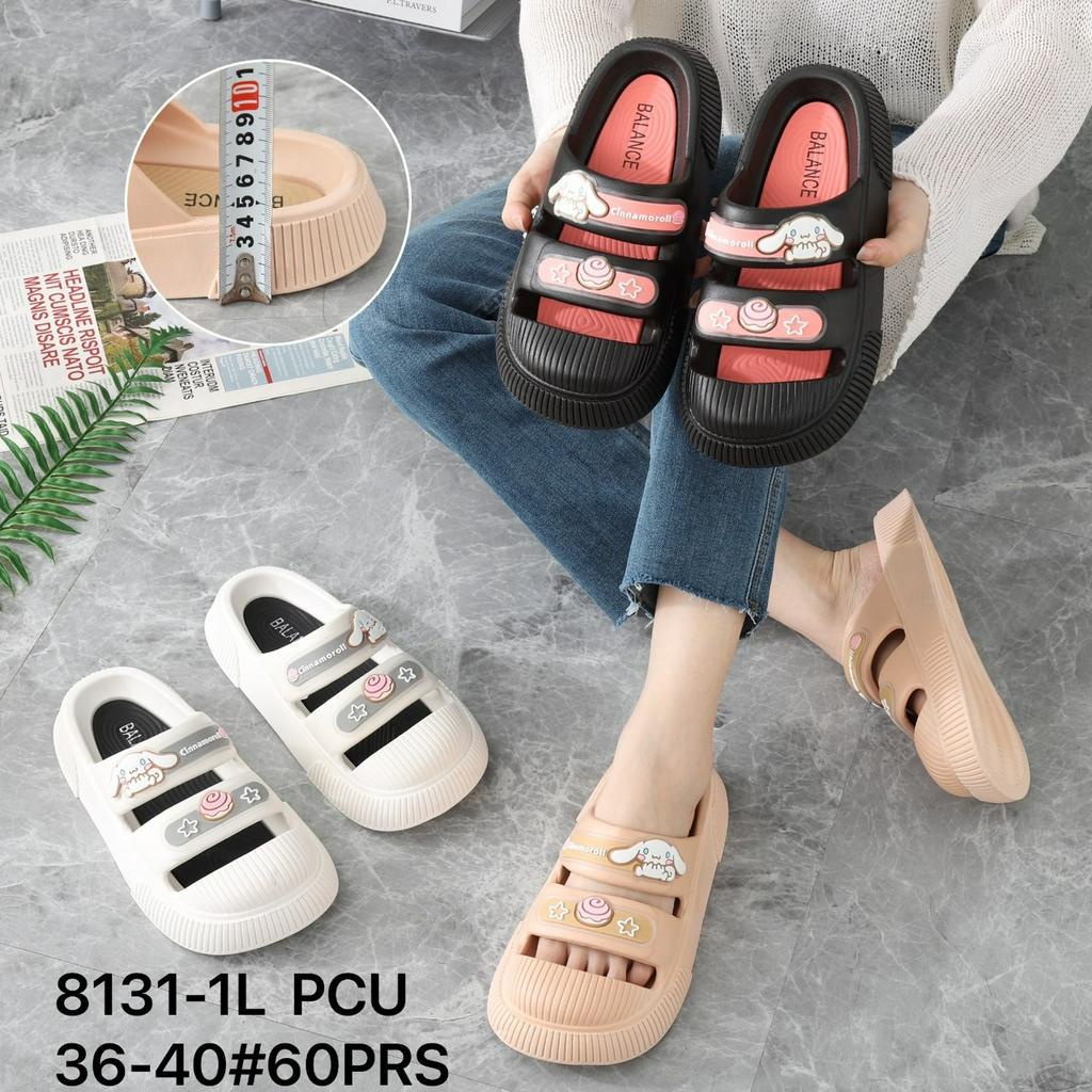 Sandal Selop Wanita Karet Import BALANCE Motif Ban 2 Motif Boneka Ringan Empuk Sol Tebal 5 Cm / 8131-1L