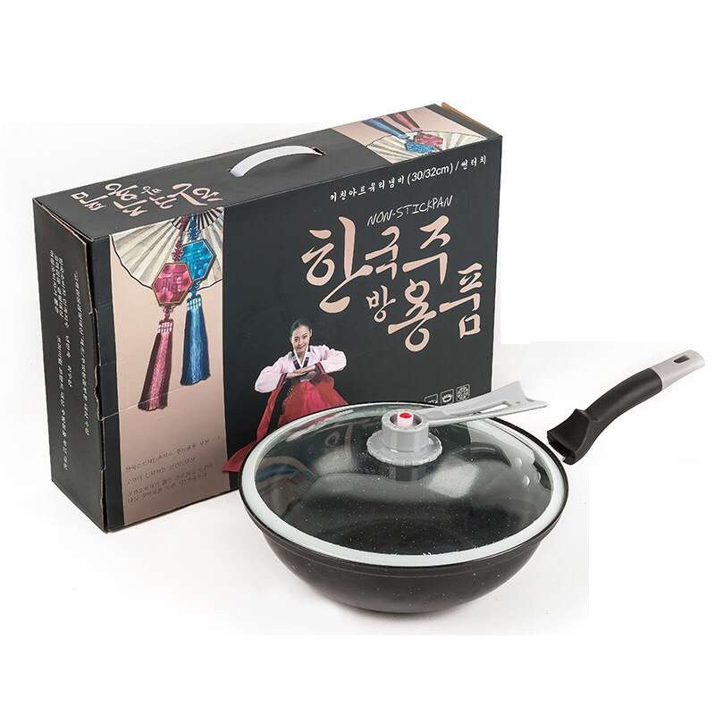 KOREAN MARBLE WOK PAN - 30CM