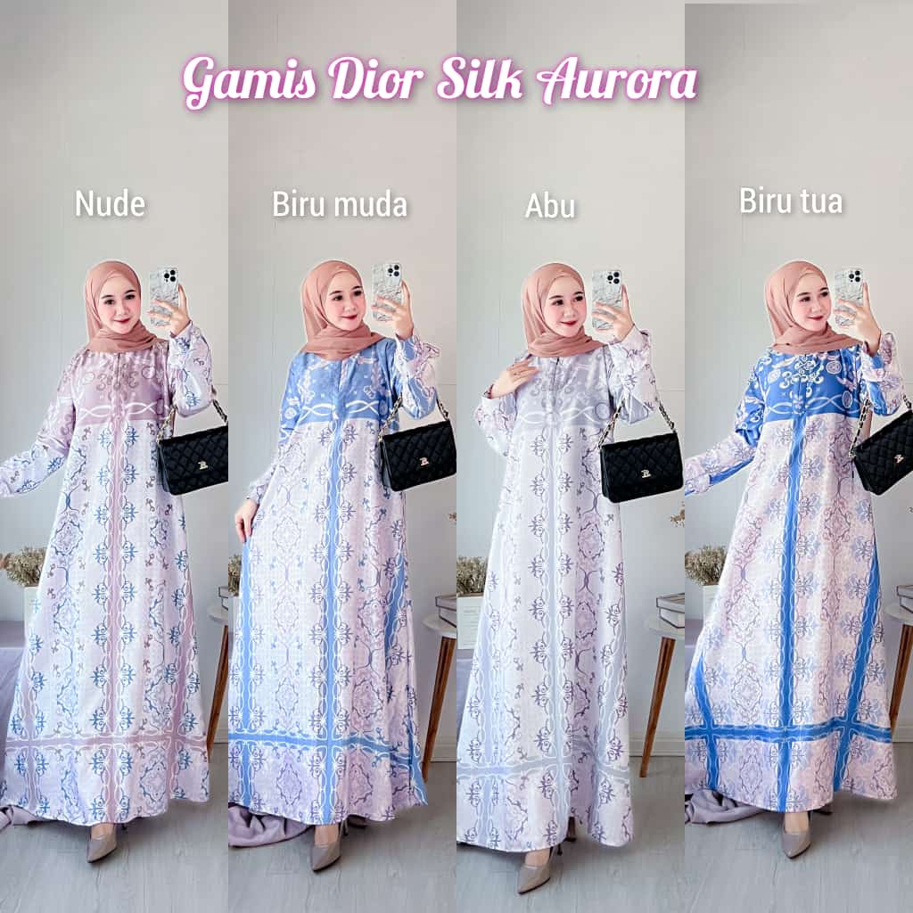 Aurora Dress - Gamis Terbaru Maxmara Silk Premium Dress Wanita Lengan Panjang Maxi Dress Kekinian LD 110 cm