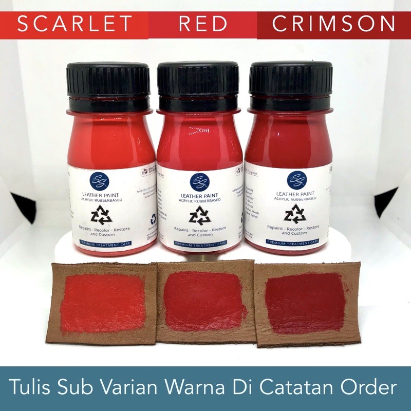 Cat Sepatu Kulit SS Leather Paint - Acrylic Rubber Cat Midsole, Rubber, Boost - Cat Tas Jaket Kulit-Scarlet/Red/Crimson