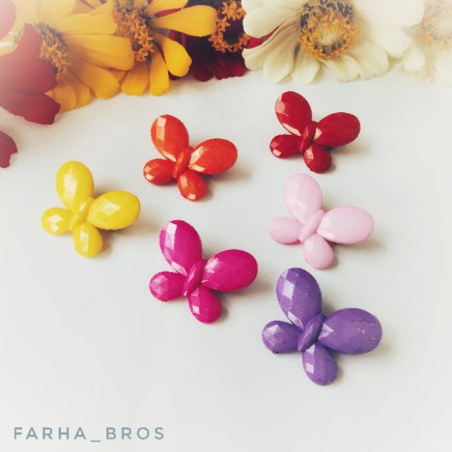 Peniti hijab jilbab Bros Dagu Kecil Mawar, Pita, Kupu-kupu By Farha-2