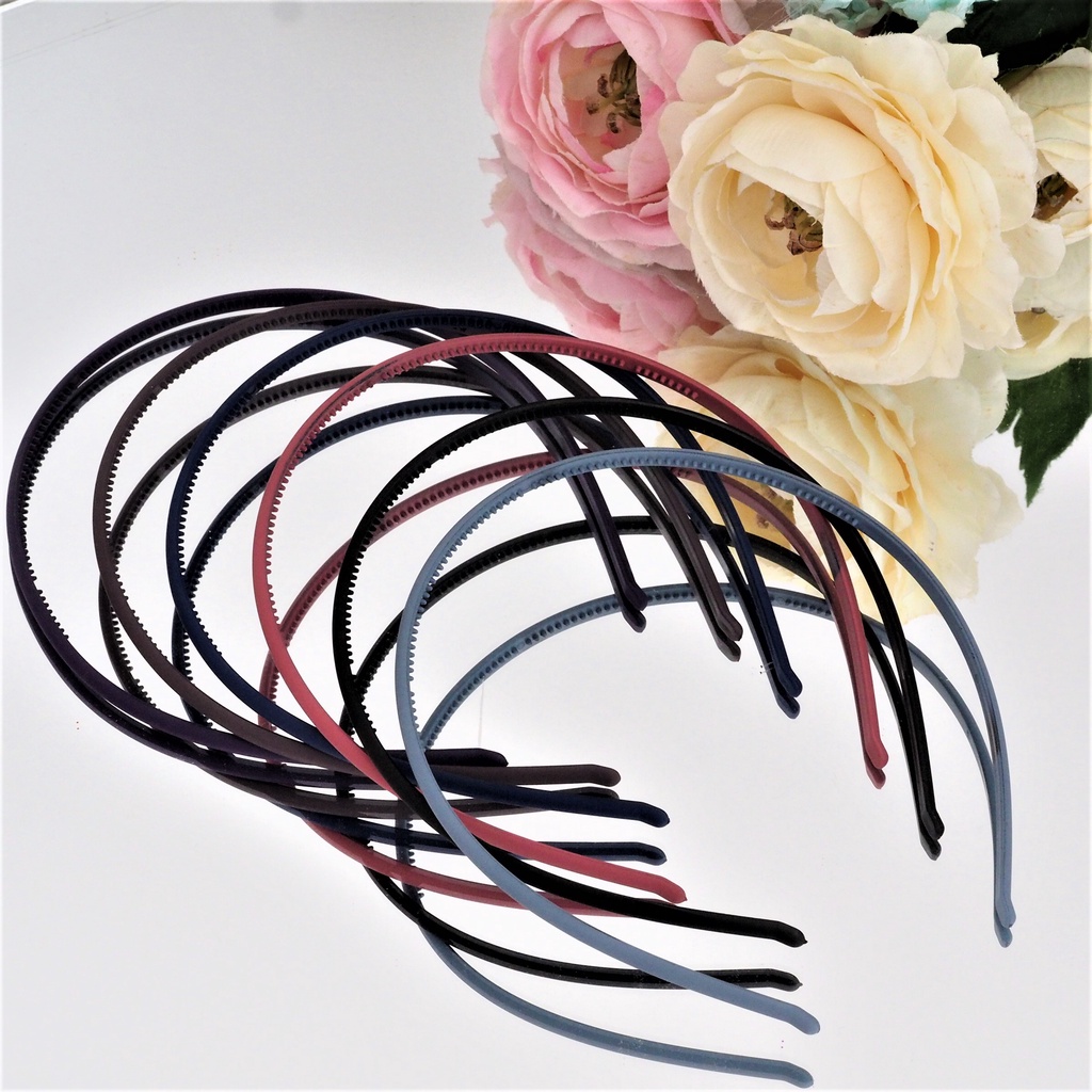 Bando Korea Doff Polos Warna Gelap Matte Bando Lidi Headband Aksesoris Rambut Wanita Pria Murah