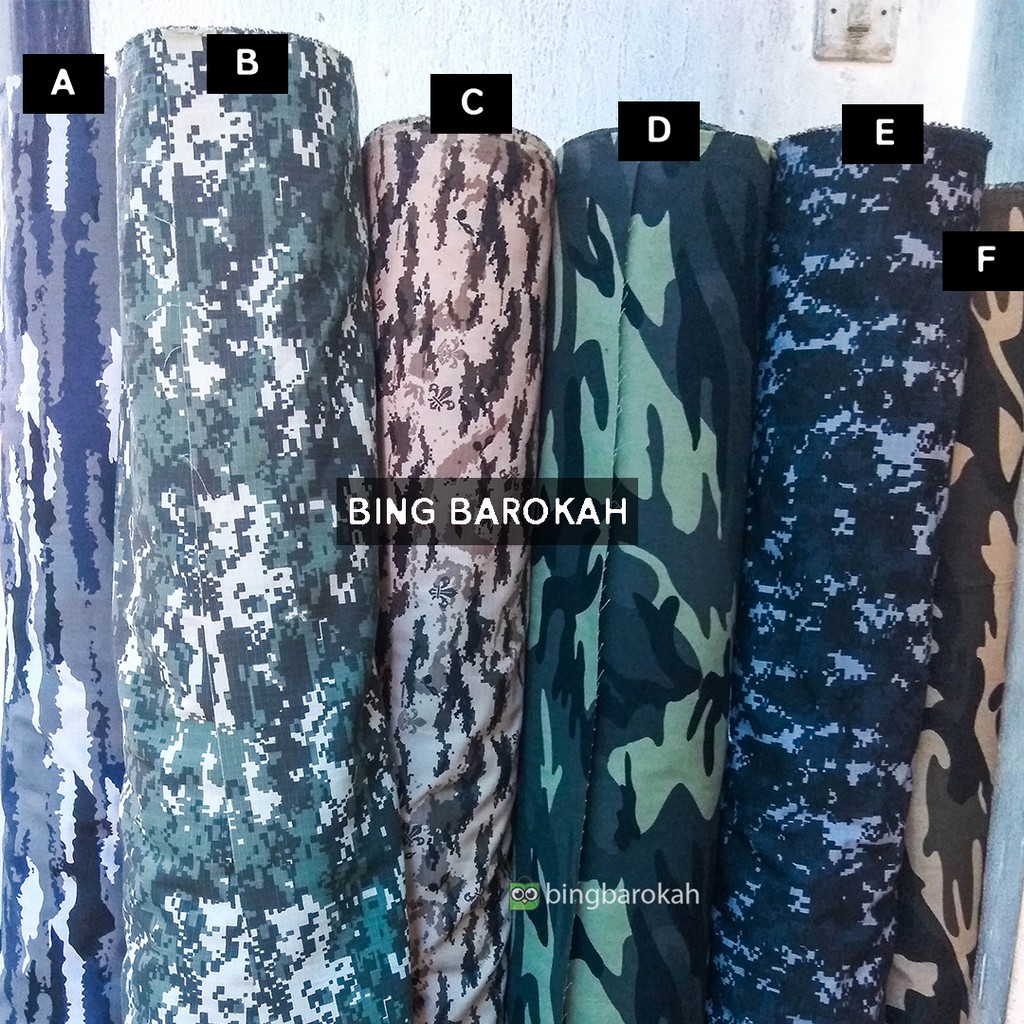 Bahan Kain Loreng Camo Ripstop / Twill LENGKAP 
