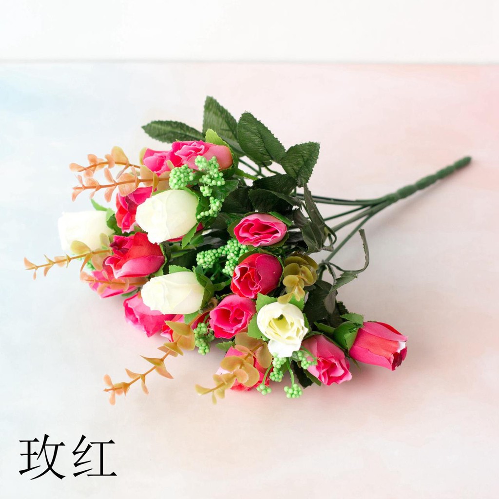 COD BUNGA MAWAR  BUNGA TANGKAI PLASTIK BUNGA ARTIFISIAL BUNGA PAJANGAN IMITASI BUNGA HIASAN BT9013-ROSE