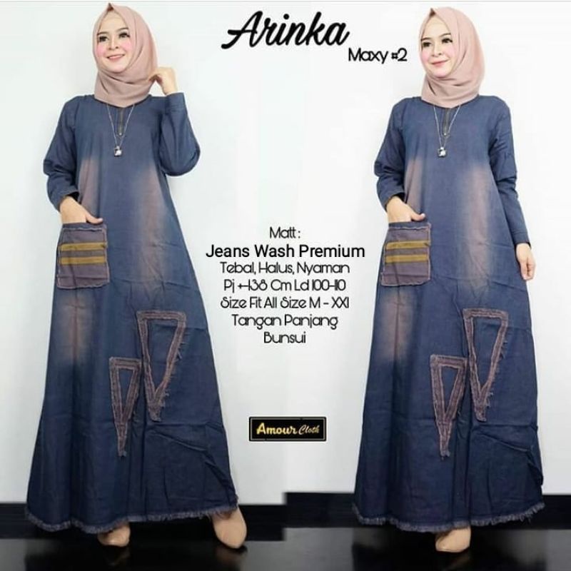 ARINKA MAXY | Gamis Jeans Wanita Terbaru | Baju Muslim Lepis Kekinian