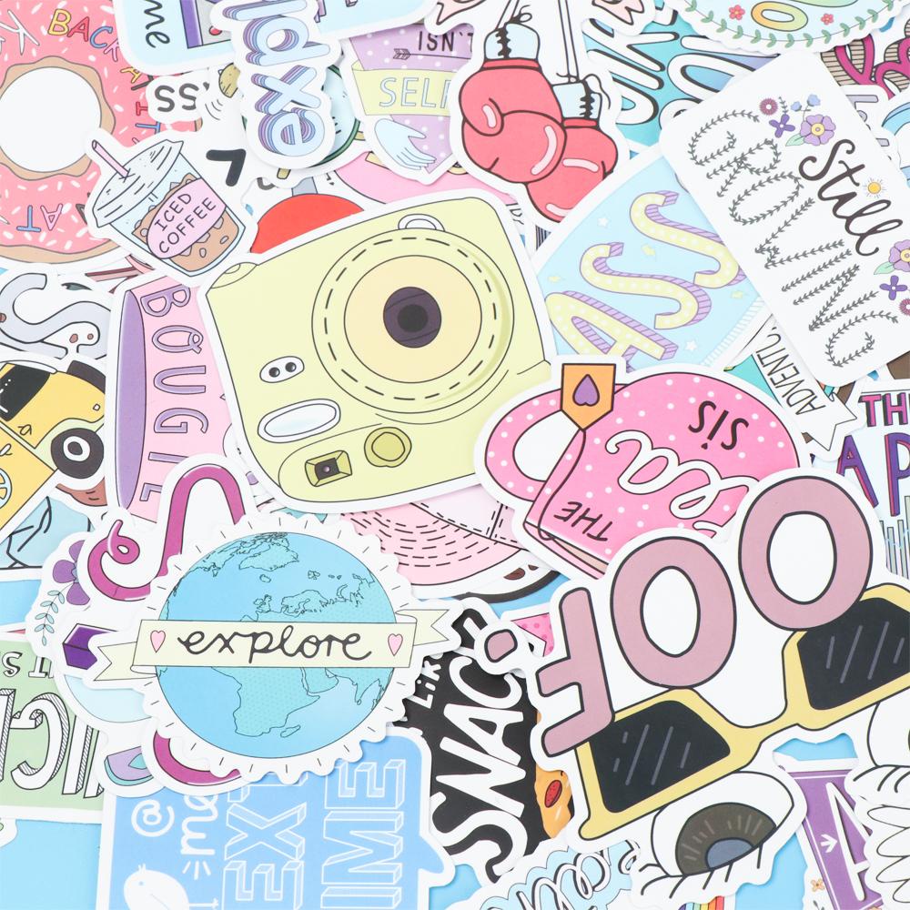 Nanas 50pcs Ungkapan Inspirasi Stiker Notebook Laptop Scrapbooking Alat Tulis Graffiti Decal