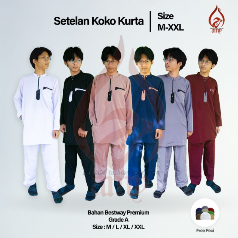 setelan koko Kurta Pakistan pria dewasa baju dan celana Size M L XL XXL GRATIS PECI RAJUT