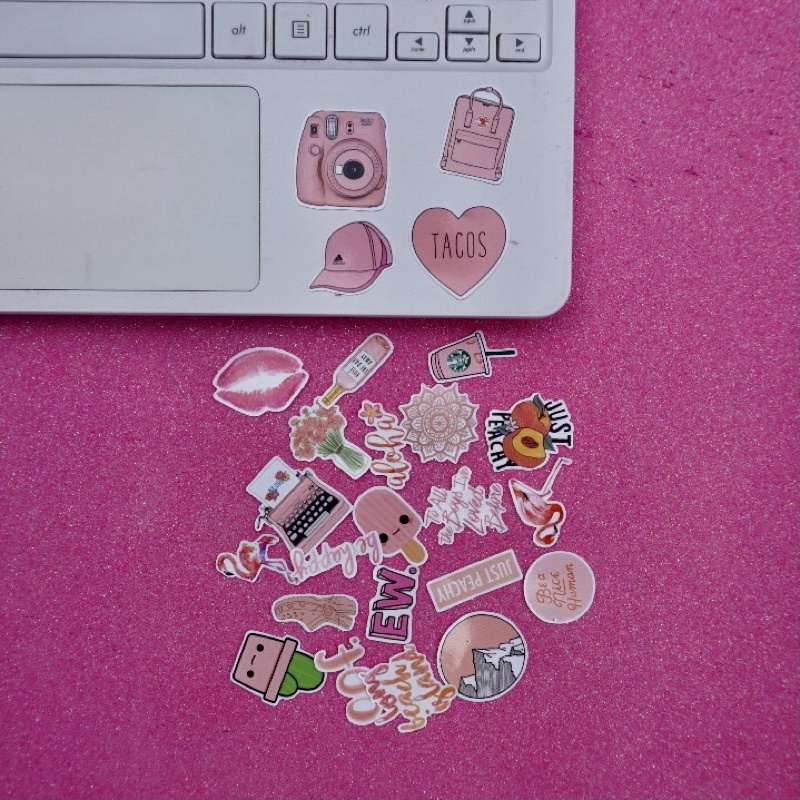 

(24pcs) STICKER TUMBLR PINK OOF