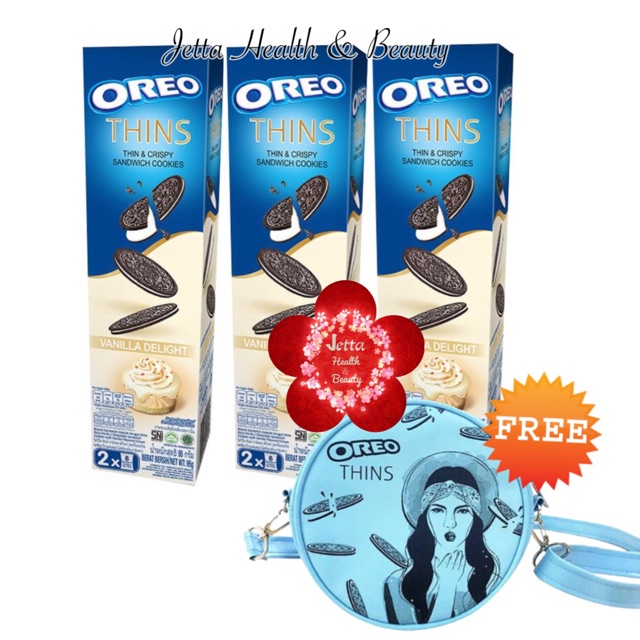Oreo Thins Biskuit 3 Vanilla x 95g FREE OREO SLING BAG