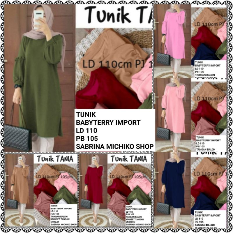 ATASAN TUNIK TERBARU WANITA TANIA LD 110 BABYTERRY IMPORT BERKUALITAS