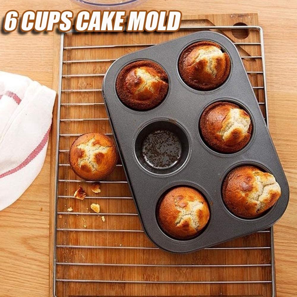 6 Holes Cake Baking Pan / Non-stick Cupcake Pan Muffin  Tray /  Round Pizza Cupcake Mold / Baking Bread Pan Bakeware Biscuit Pan