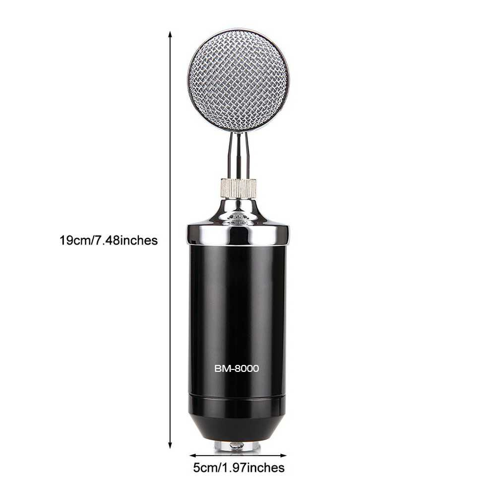 microphone Mikrofon Kondenser dengan mik Shock Proof Mount mic mix - BM-8000