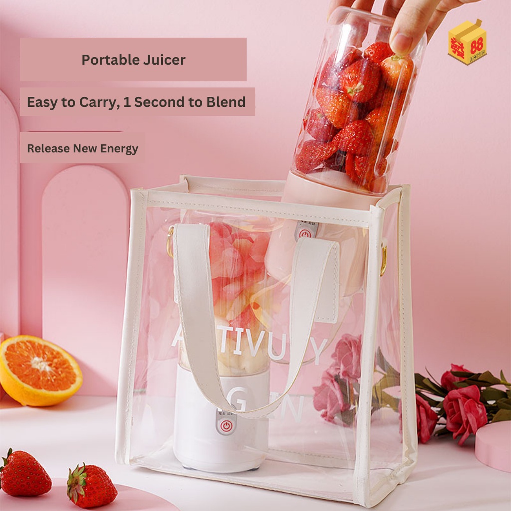 Wireless Blender Portable 500ml 6 Mata Pisau USB / Mini Juicer Tanpa Kabel Kaca Cangkir