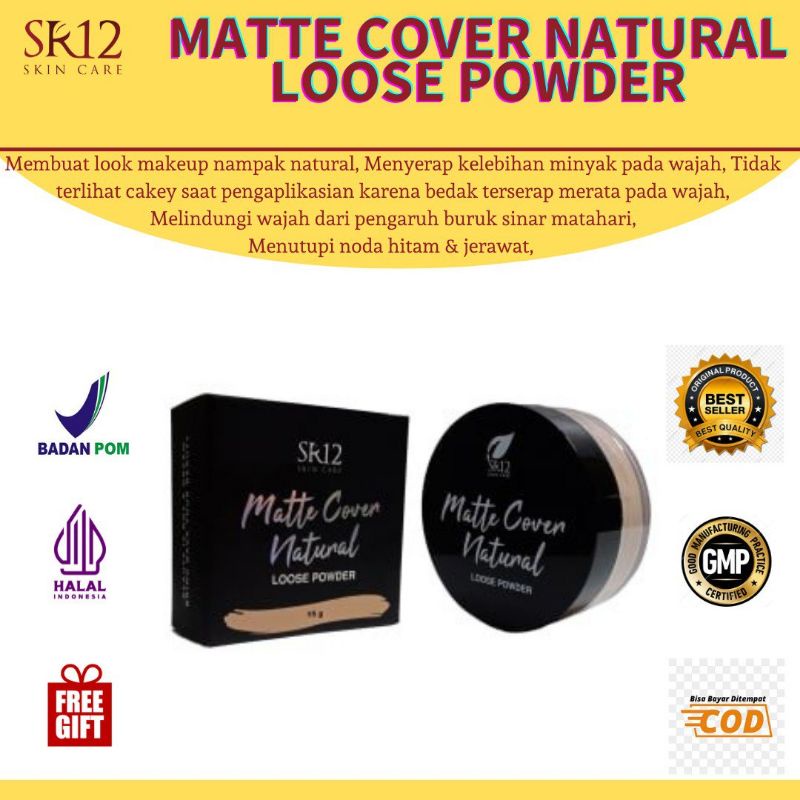 Matte cover loose powder natural SR12 Bedak tabur tahan lama Menyerap minyak Bedak tabur glowing Sup
