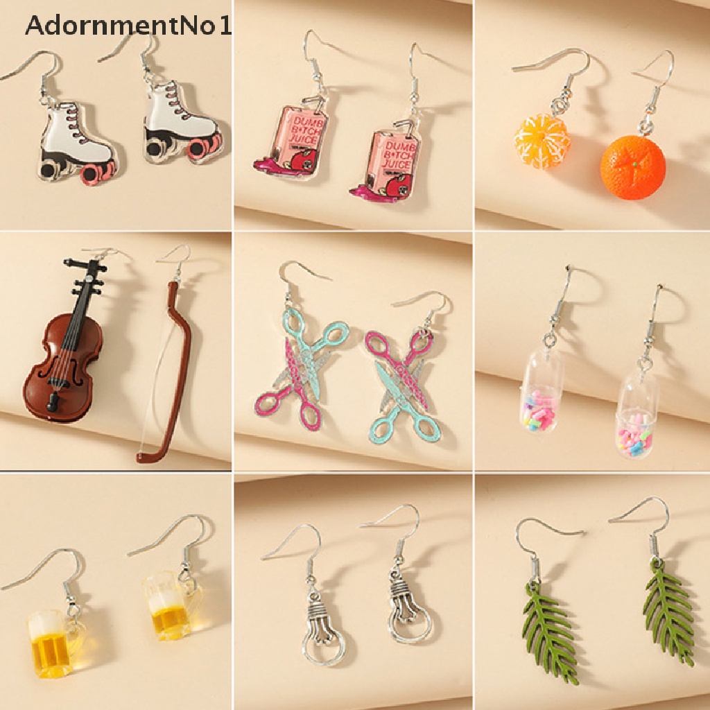 (AdornmentNo1) Anting Tusuk Gantung Desain Cangkir Teh / Buah Hias Kristal Gaya Korea Kreatif Untuk Wanita