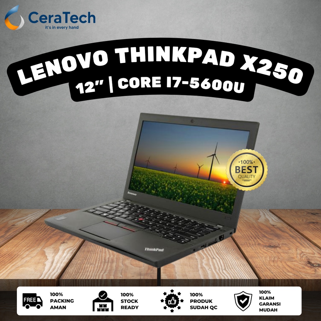 laptop bisnis lenovo thinkpad x250   core i7 ram 4gb hdd 500gb second original promo bergaransi