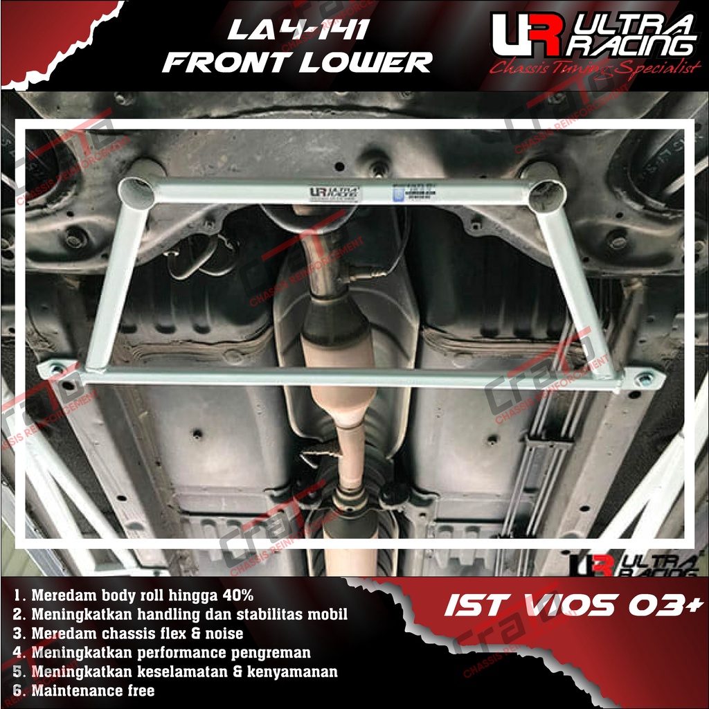 Aksesoris Stabiliser ULTRA RACING Safety Bar - Front Lower Bar 4 Points - Toyota IST Vios 03+ - LA4-