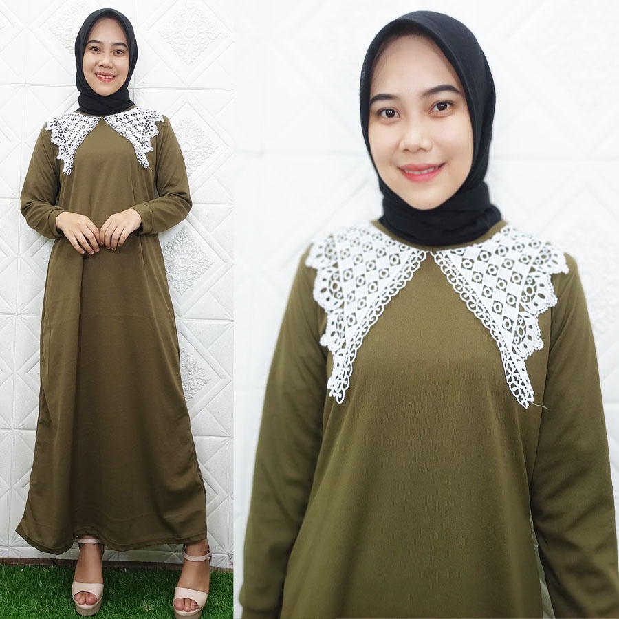 MAYRA SERUTY GAMIS RENDA KERAH MIDI DRESS GL FASHION