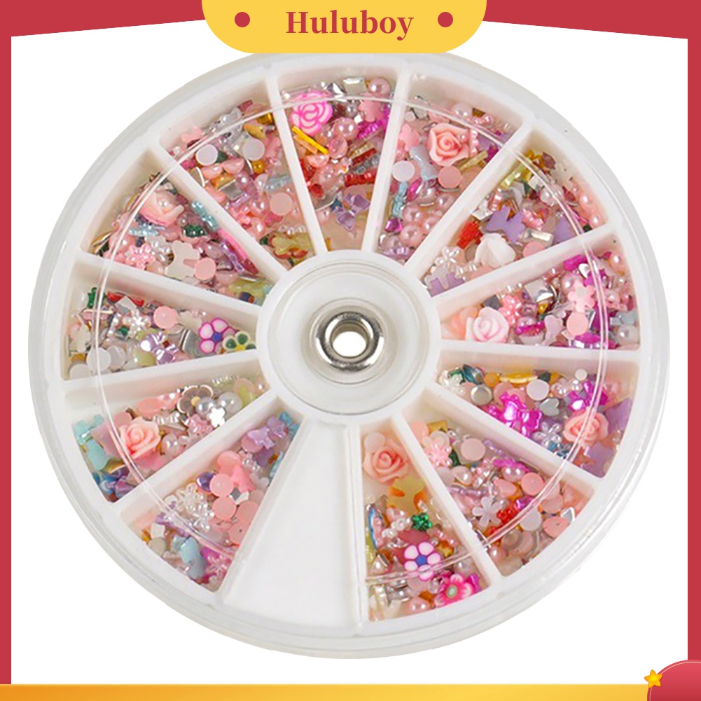 Huluboy Huluboy♡ 1200pcs Dekorasi Bunga / Pita Glitter Campur Untuk Manicure