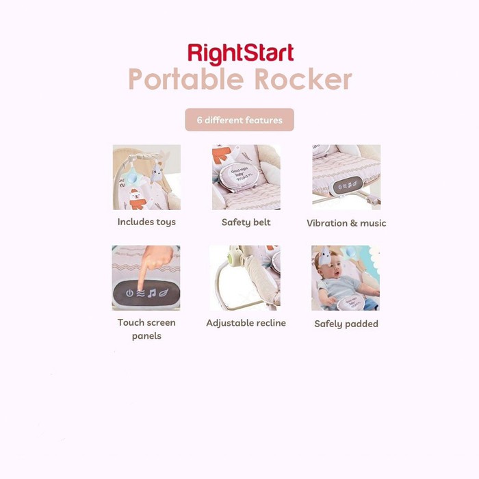 Right Start Newborn to Toddler Portable Rocker Baby Bouncer Table - Ayunan Anak Bayi + Meja Makan