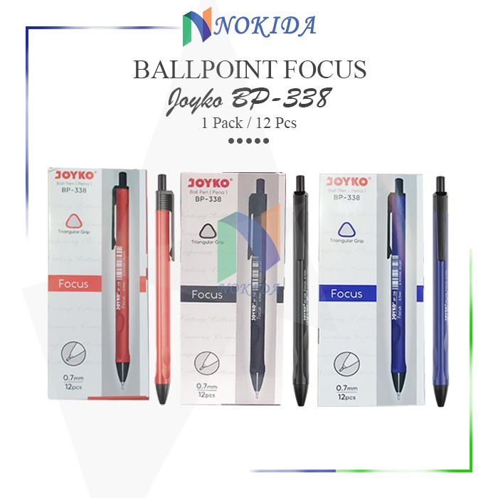 

Nokida Pulpen Joyko Focus BP-338 [1 Pack/12 Pcs] / Alat Tulis Sekolah / Polpen Joyko Ballpoint Pena 1 Lusin / Bolpen 1 Pak / Bulpen Bulpoin Balpoint 1 Pack / Ball Pen 1 Box