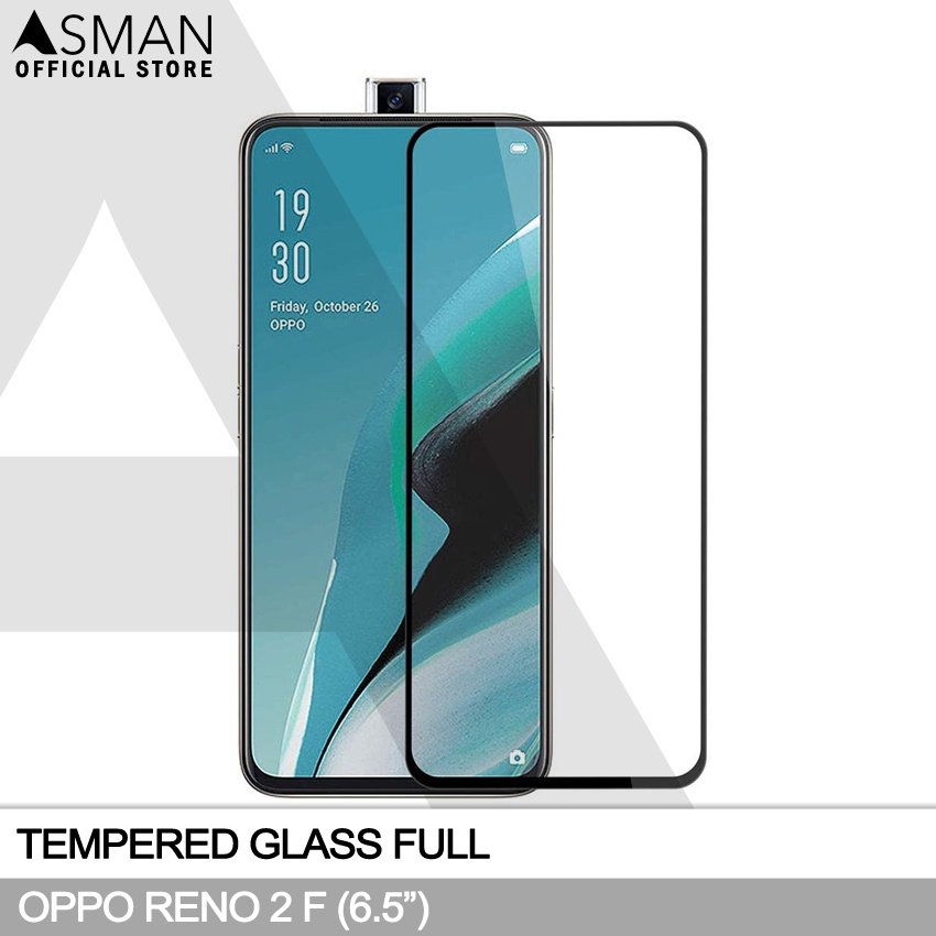 Tempered Glass Full OPPO Reno 2 F (6.5&quot;) | Anti Gores Kaca - Hitam