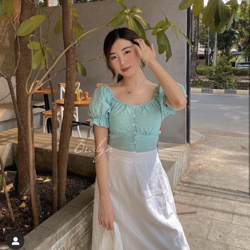 COD MAYMAY BLOUSE (atasan square,vintage bloue,atasan wanita,atasa sabrina,atasan viral,crop top)