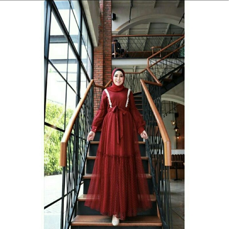 Maxi Maxy Dress Longdress Gamis Kondangan Pesta Tile Dotty Eloise Dotile