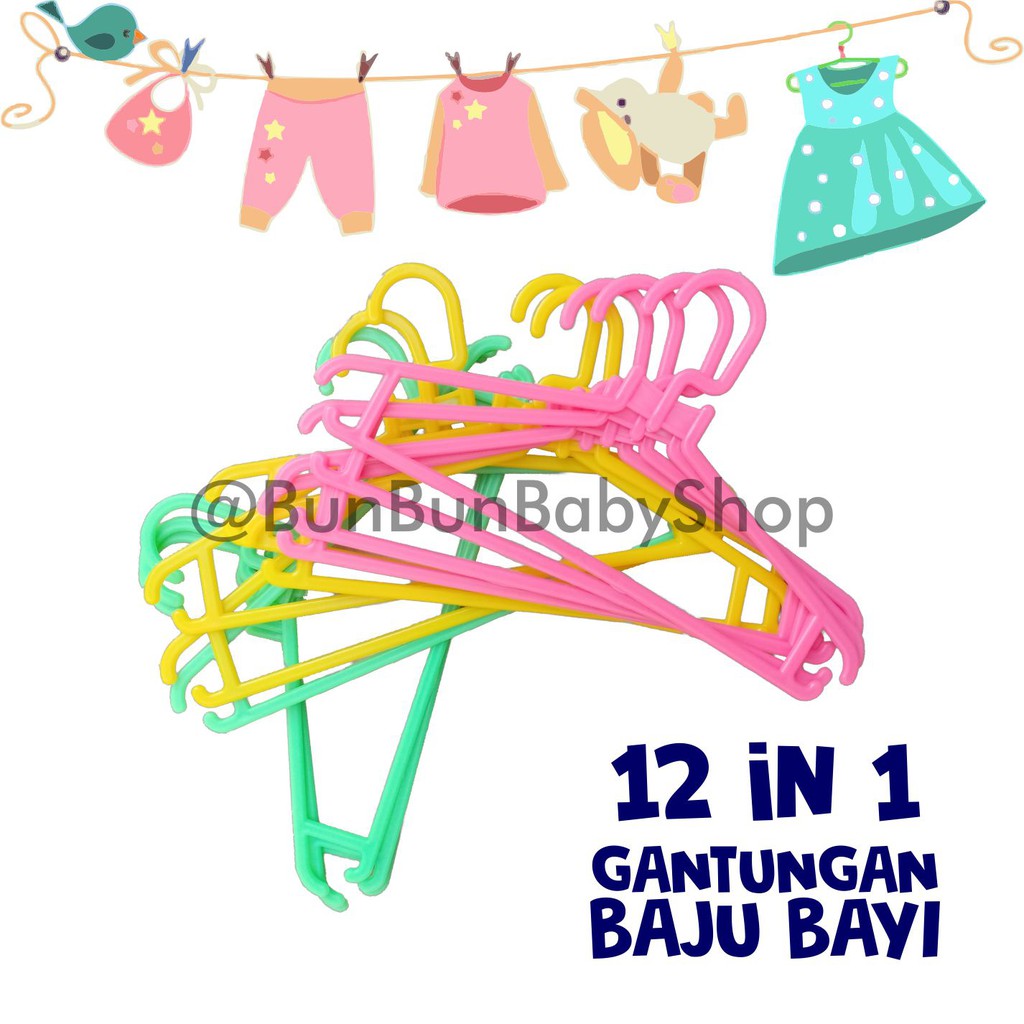 12 Pcs Hanger Baju Bayi Jemuran Pakaian Baby Lahir Newborn Kecil Plastik Murah Peralatan Gantungan