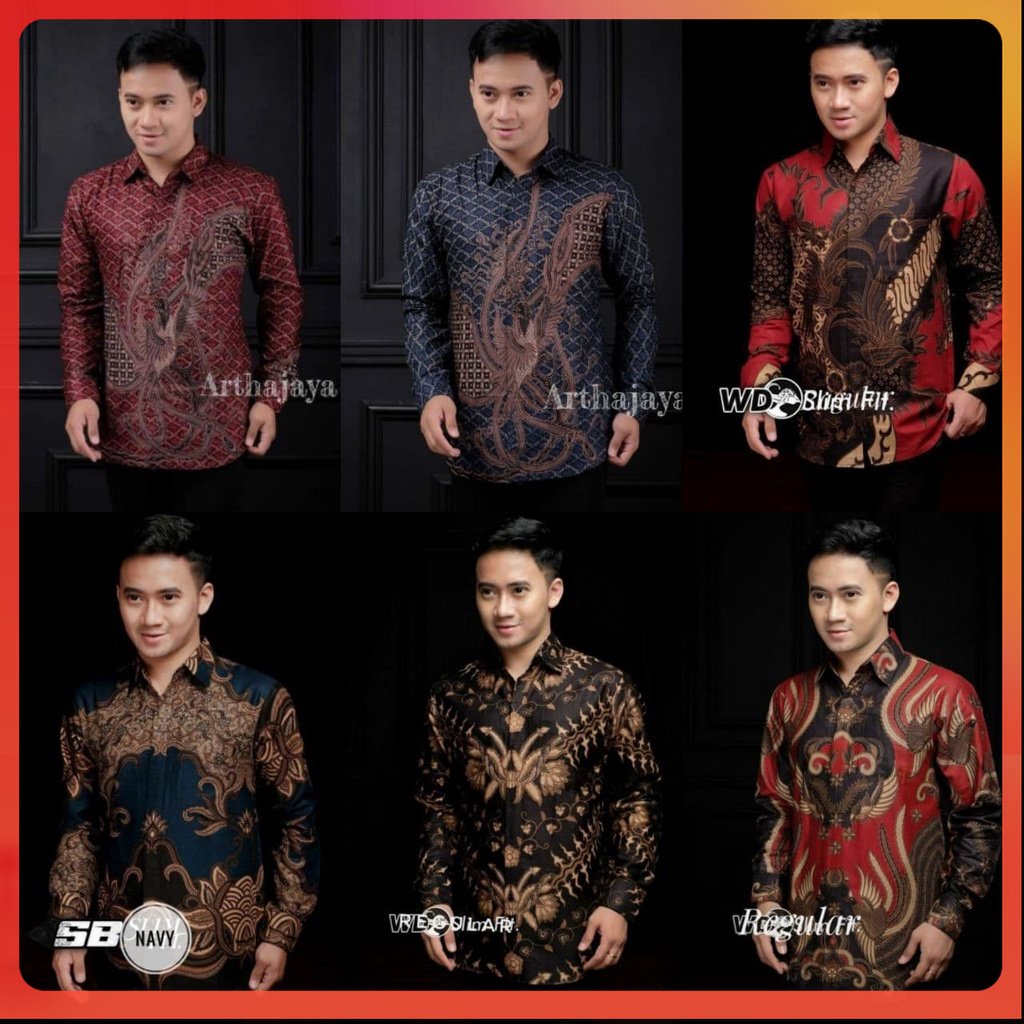 Kemeja Batik Pria Modern Lengan Panjang Casual Modis Reguler Fit Trendy Masa Kini OL 162